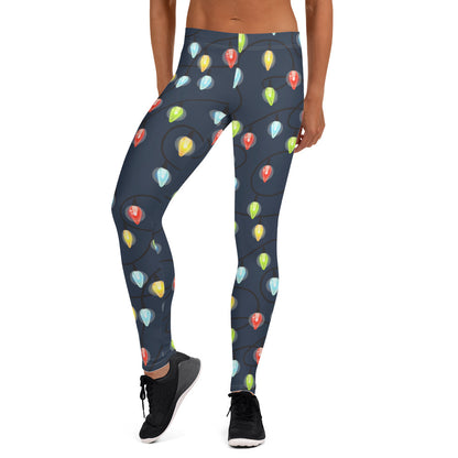 Christmas Lights Leggings, Ugly Xmas Holiday Yoga Tights, Fashion Party Outfit, Present Festive Workout Running Pants Starcove Fashion