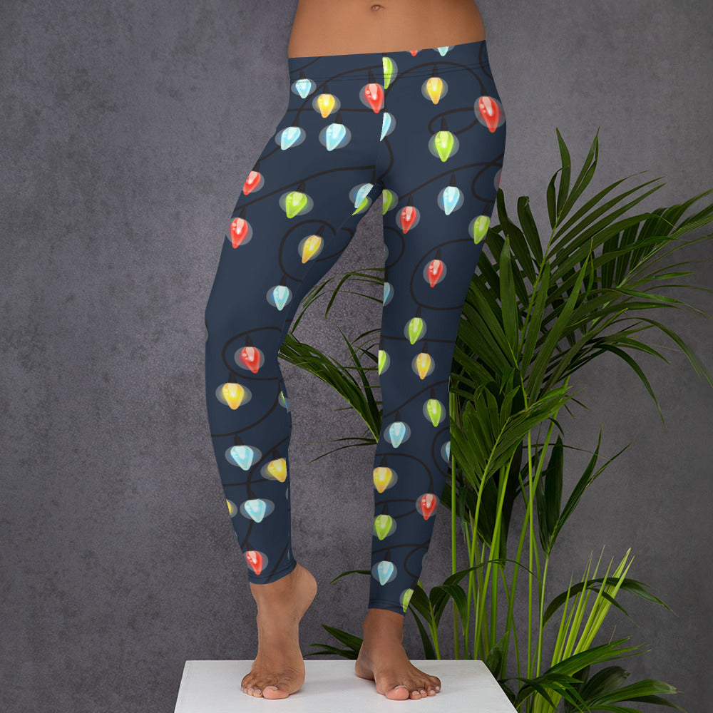 Christmas Lights Leggings, Ugly Xmas Holiday Yoga Tights, Fashion Party Outfit, Present Festive Workout Running Pants Starcove Fashion