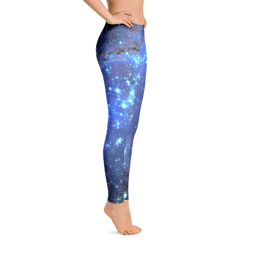 Galaxy Leggings, Yoga Space Print Pants, Cosmic Celestial Constellation Outer Space Star Royal Blue Workout Leggings Starcove Fashion