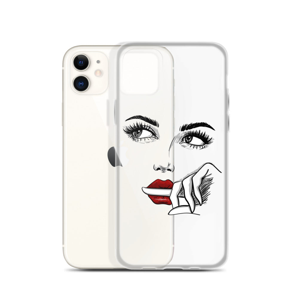 Wondering Face Art Drawing iPhone 13 12 Pro Max Clear Case, Modern Print Cute Aesthetic iPhone 11 Mini SE XS Max XR X 7 Plus 8 Cell Phone Starcove Fashion