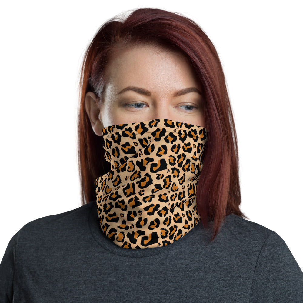 Leopard Face Mask Neck gaiter, Animal Cheetah Print Fabric Shield Cover Fashion Half Headband Scarf Wristband Bandanna Starcove Fashion