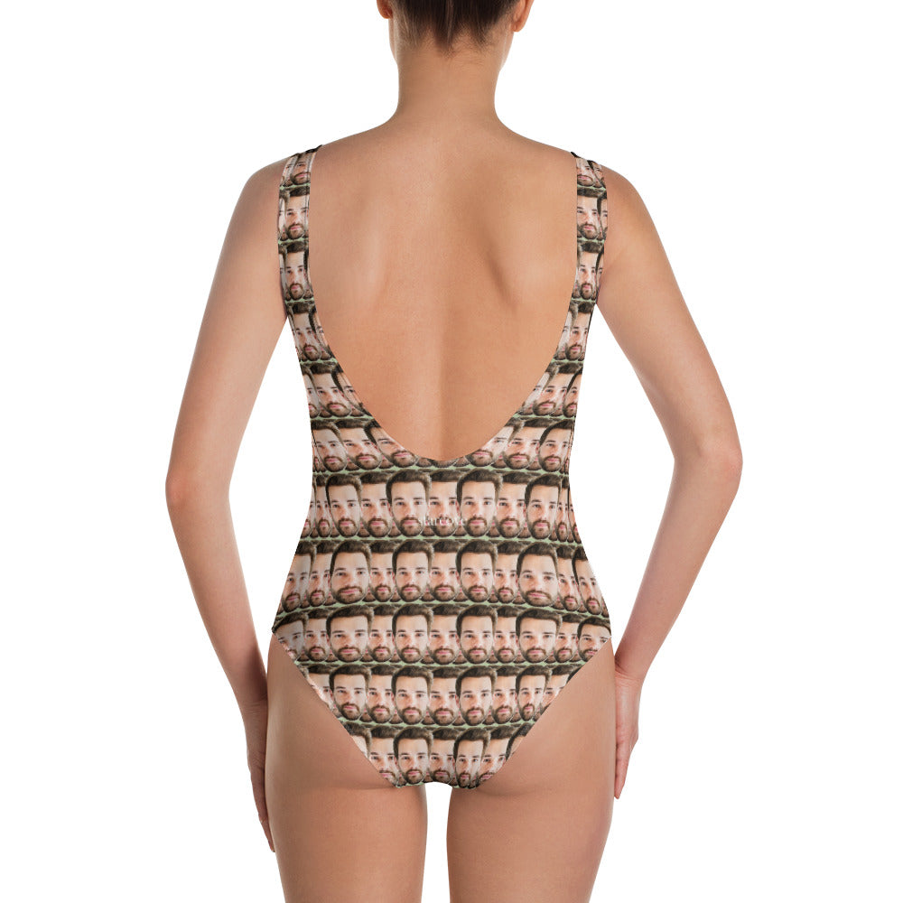 Custom Face Swimsuit, Funny Small Repeating Pattern One-Piece Swimsuit Personalized Bathing Suit Anniversary Gift for Her Surprise Husband Starcove Fashion