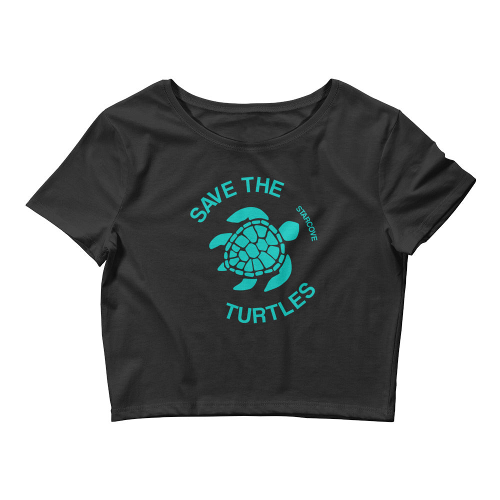 Save The Turtles Crop Top, Vsco Girl 90s Ocean Beach, Women's Cropped T-Shirt Starcove Fashion