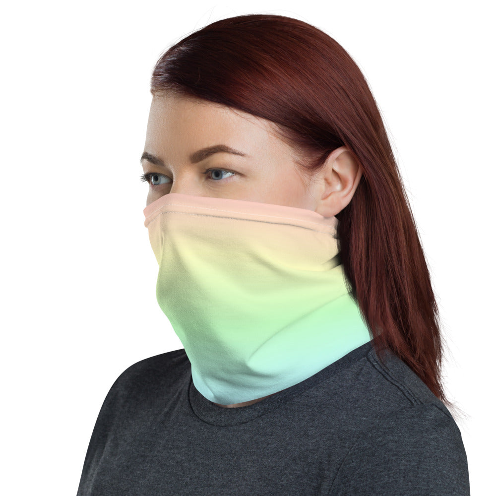 Pastel Rainbow Gradient Face Mask Neck Gaiter, Fabric Cloth Mouth Shield Cover Fashion Half Washable Scarf Protection Headband Bandanna Starcove Fashion