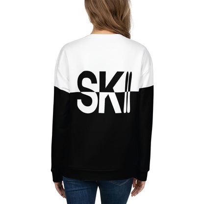 Ski Sweater, Duo Color Sweatshirt White Black, Matching Bachelorette Party Skiing Winter Apres Ski Mountain Pullover Sport Vacation Gift Starcove Fashion