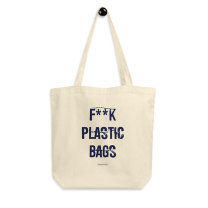Fuck Plastic Bags Tote Bags, Reusable Canvas Free Plastic, Printed Save Our Oceans Handbag Eco Friendly Organic Cotton Tote Bag Starcove Fashion