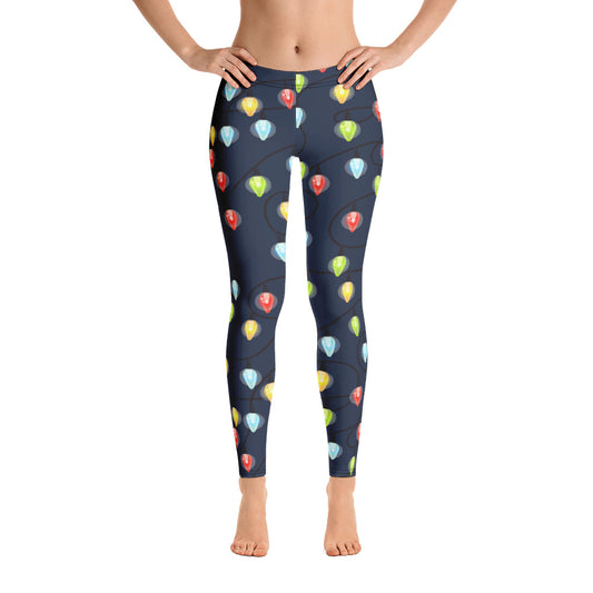 Christmas Lights Leggings, Ugly Xmas Holiday Yoga Tights, Fashion Party Outfit, Present Festive Workout Running Pants Starcove Fashion