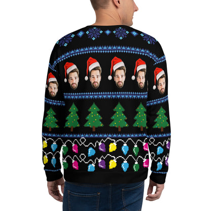 Ugly Christmas Sweater, Custom Faces Sweatshirt, Funny Selfie Boyfriend Girlfriend Photo Gift Party Xmas Family Women Men Holiday Sweatshirt Starcove Fashion