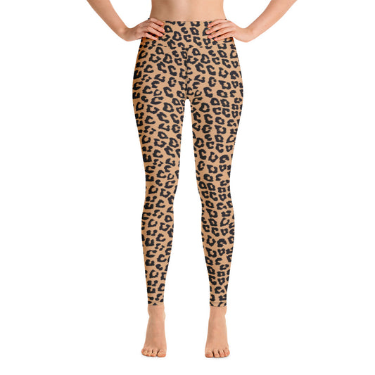 Leopard Yoga High Waist Leggings for Women, Animal Print Cheetah Printed Pants Cute Graphic Workout Running Gym Fun Designer Gift Her Activewear Starcove Fashion