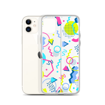 80s Geometric Colorful iPhone 14 13 12 Pro Max Clear Case, Pop Print Cute Gift Aesthetic iPhone 11 Mini SE 2020 XS XR X 7 Plus 8 Cell Phone Starcove Fashion