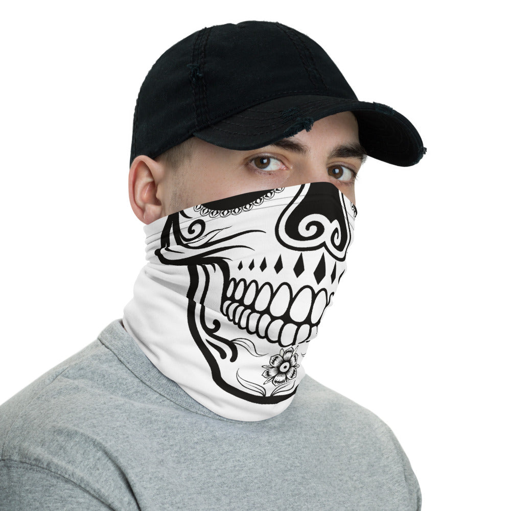 Sugar Skull Face Mask Neck Gaiter, Day of the Dead Mexican Print Fabric Shield Cover Fashion Half Headband Scarf Wristband Bandanna Starcove Fashion