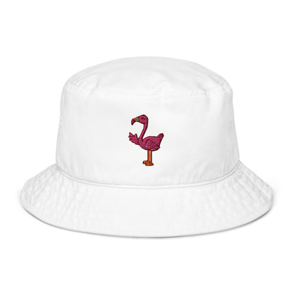 Flamingo  Bucket Hat, Organic Retro Vintage Summer Festival Cute Women Men Reversible Designer Beach Sun Shade Y2K Cotton
