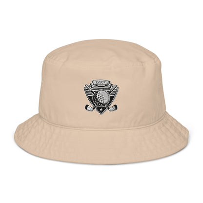 Golf Embroidered Bucket Hat, Organic Golf Ball Clubs Retro Vintage Summer Cute Women Men Designer Sun Shade Cotton