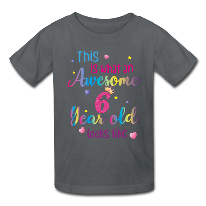 This is What an Awesome 6 Year Old Looks Like Girls Shirt, Birthday 6th Sixth Year Fun Rainbow Party Gift Kids Crewneck Girls Starcove Fashion