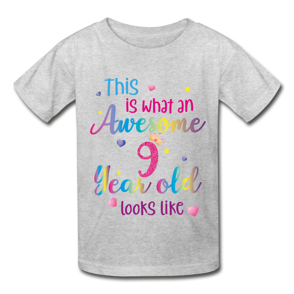 This is What an Awesome 9 Year Old Looks Like Kids Shirt, Birthday 9th Nine  Year Fun Rainbow Party Gift Kids Crewneck Girls YouthTee