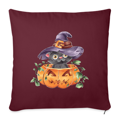 Witch Cat Pumpkin Pillow Cover, Kitten Cute Halloween Fall Autumn Decor Retro Colorful Throw Cotton Cushion Cover 18” x 18” Starcove Fashion
