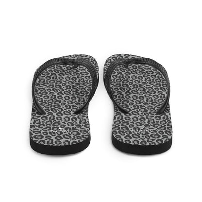 Grey Leopard Flip Flops, Animal Print Comfortable Footwear Thong Sandals Summer Woman Men Beach Print Rubber Shoes Starcove Fashion