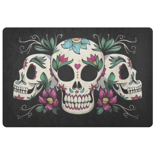 Sugar Skull Doormat, Floral Mexican Skeleton Gothic Dia de Muertes Floor Rug Front Door House Warming Gift Welcome Mat Decor Calavera Starcove Fashion