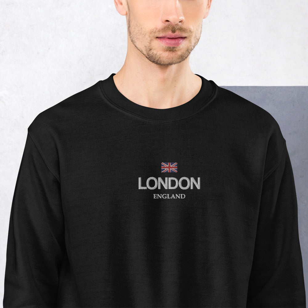 London England Embroidered Sweatshirt, Vintage Britain Flag City Crewneck UK sweater Graphic Pullover Men Women Aesthetic Top Gifts Starcove Fashion