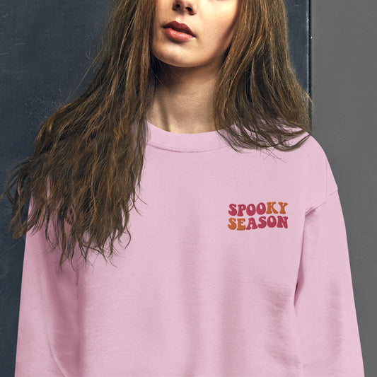 Halloween Sweatshirt Embroidered, Spooky Season Fall Graphic Crewneck Fleece Cotton Embroidery Pullover Men Women Aesthetic Top Starcove Fashion