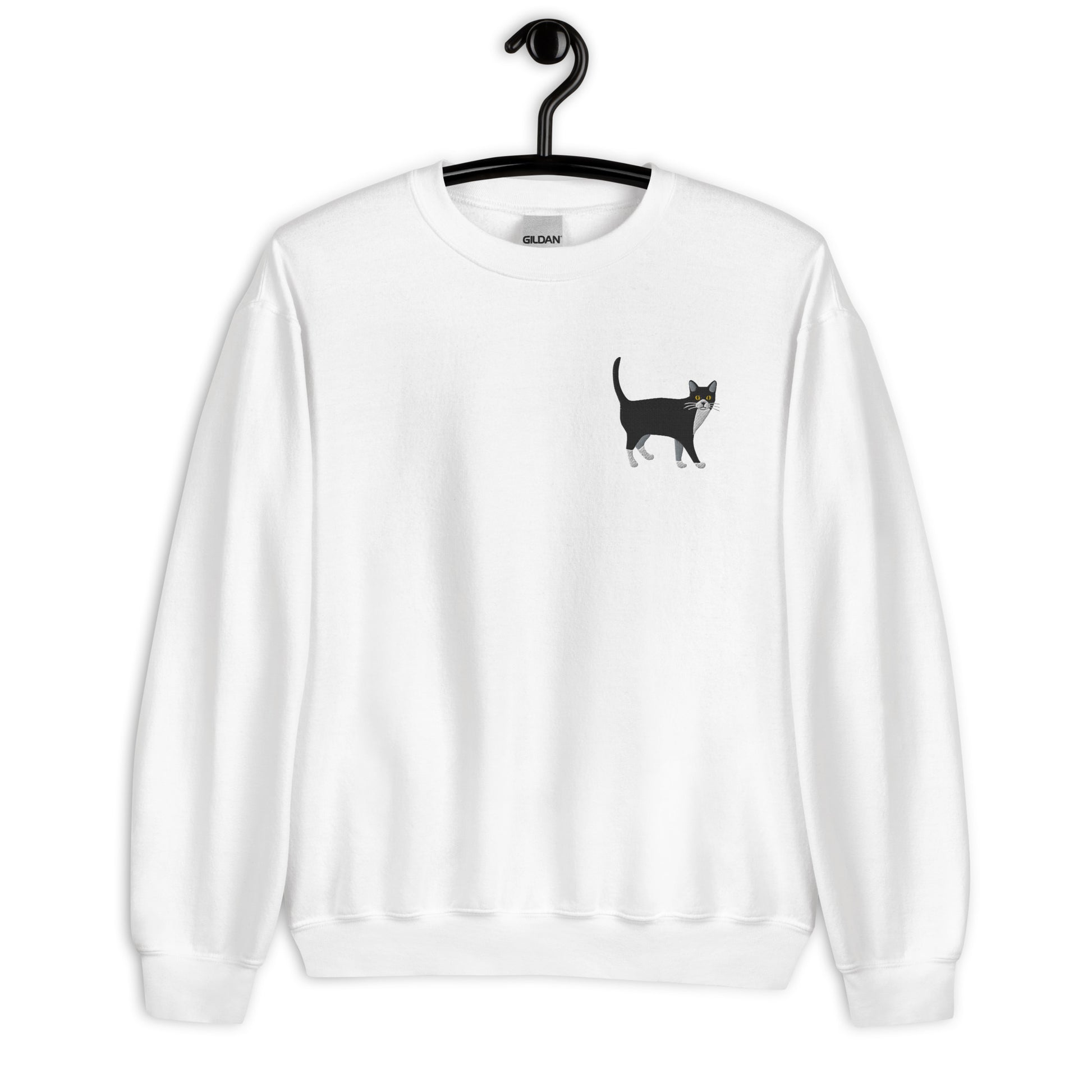 Tuxedo Cat Embroidered Sweatshirt, Black White Kitten Graphic Crewneck Sweater Pullover Men Women Mom Aesthetic Top Starcove Fashion
