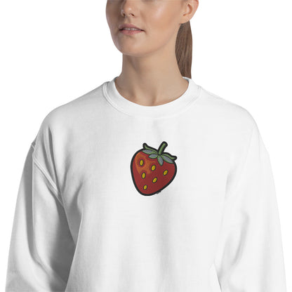 Strawberry Embroidered Sweatshirt, Fruit Graphic Crewneck Fleece Cotton Sweater Pullover Men Women Kawaii Aesthetic Top Starcove Fashion