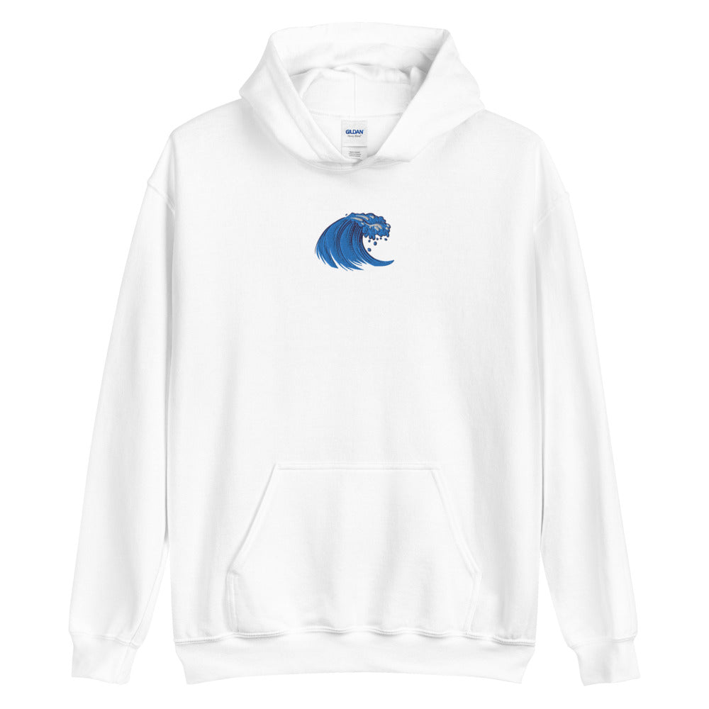 Ocean Wave Embroidered Hoodie, Beach Graphic Sweatshirt Fleece Embroidery  Y2K Pullover Men Women Aesthetic Top