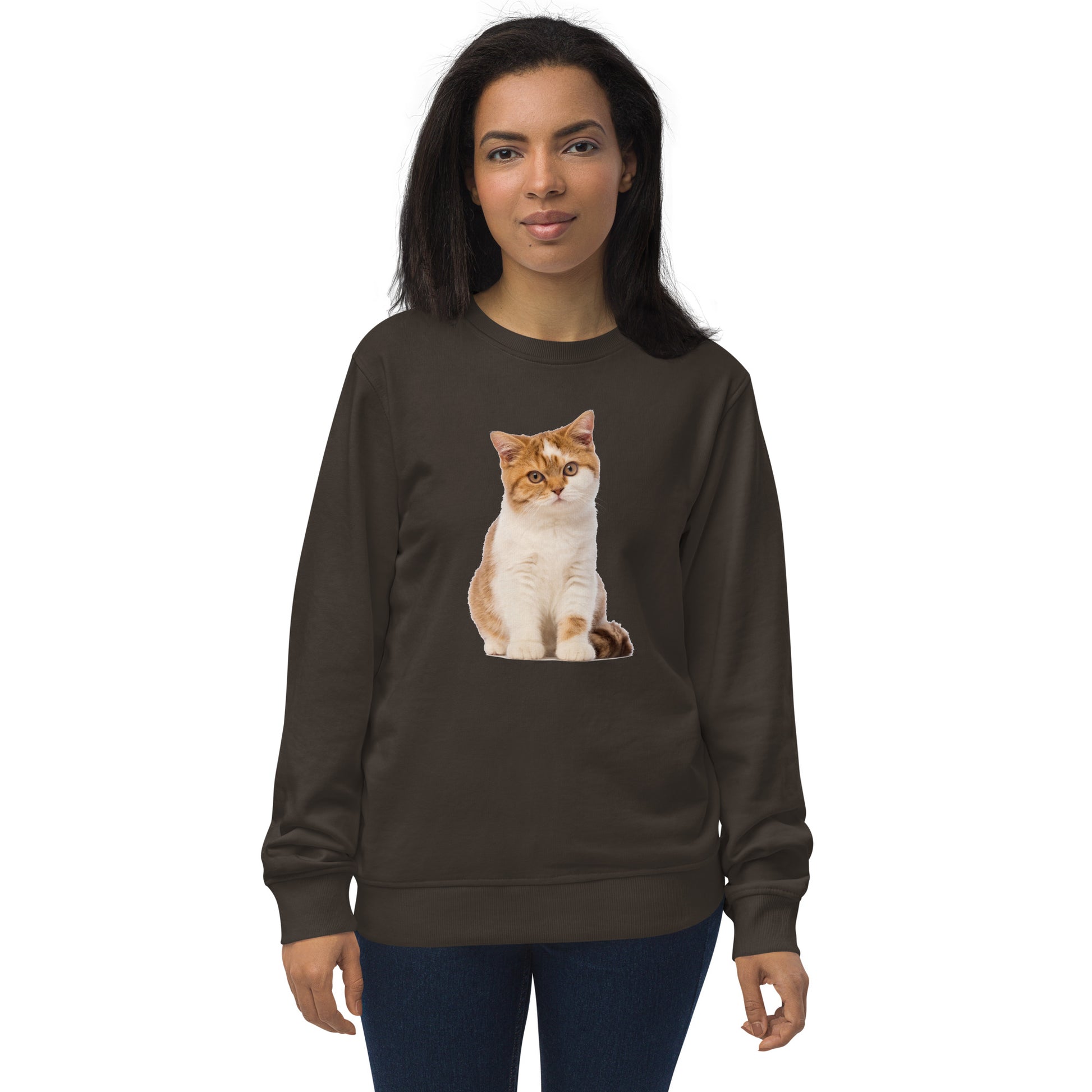 Cat Organic Sweatshirt, Kitten  Graphic Crewneck Fleece Cotton Sweater Jumper Pullover Men Women Adult Aesthetic Top Starcove Fashion