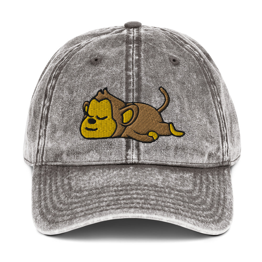 Sleepy Monkey Baseball Hat, Lazy Vintage Cotton Twill Dad Cap Trucker Men Women Embroidery Embroidered Gift