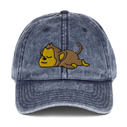 Sleepy Monkey Baseball Hat, Lazy Vintage Cotton Twill Dad Cap Trucker Men Women Embroidery Embroidered Gift