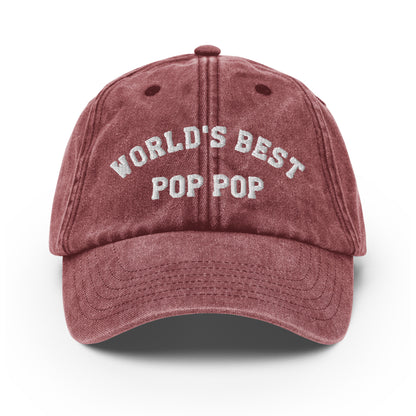 World's Best Pop Pop Vintage Baseball Hat, Dad Cap Trucker Men Grandfather Grandpa Embroidery Embroidered Father's Day Gift Starcove Fashion