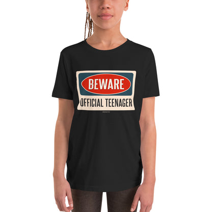 Beware Official Teenager Youth Tshirt, Warning 13 Year Old 13th Birthday Party Funny Caution Teenage Boys Girls Kids Shirt Gift Starcove Fashion