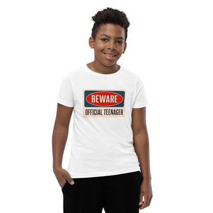 Beware Official Teenager Youth Tshirt, Warning 13 Year Old 13th Birthday Party Funny Caution Teenage Boys Girls Kids Shirt Gift Starcove Fashion